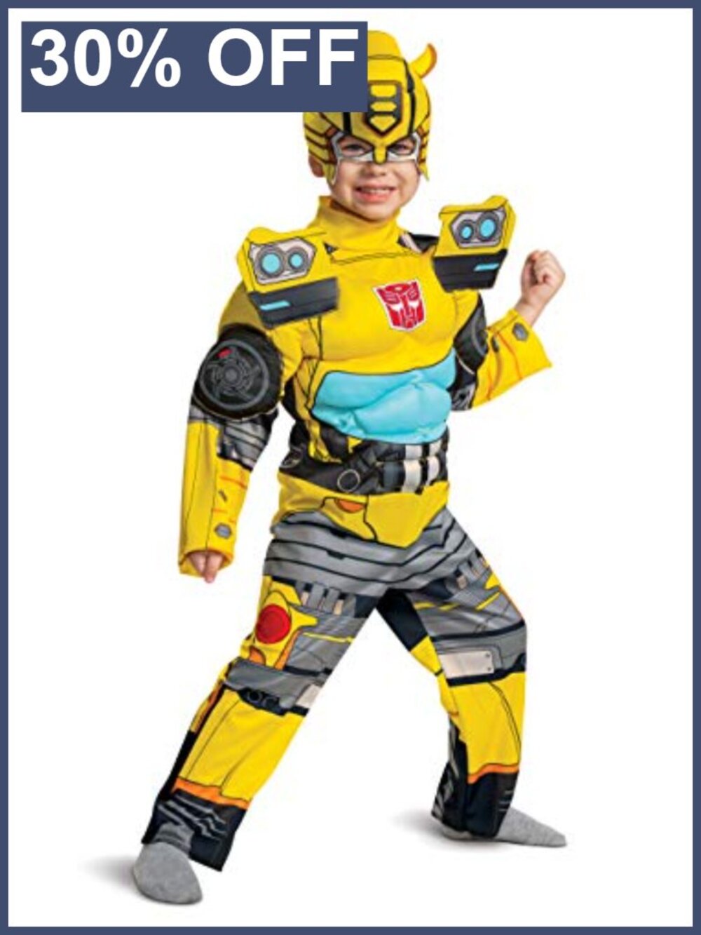 Toddler Boys Muscle Padded Bumblebee Costume Jumpsuit with Mask